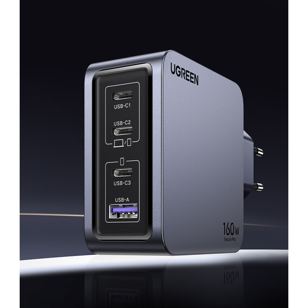 מטען קיר UGREEN NEXODE PRO 160W GAN + כבל CTC – תמונה 5