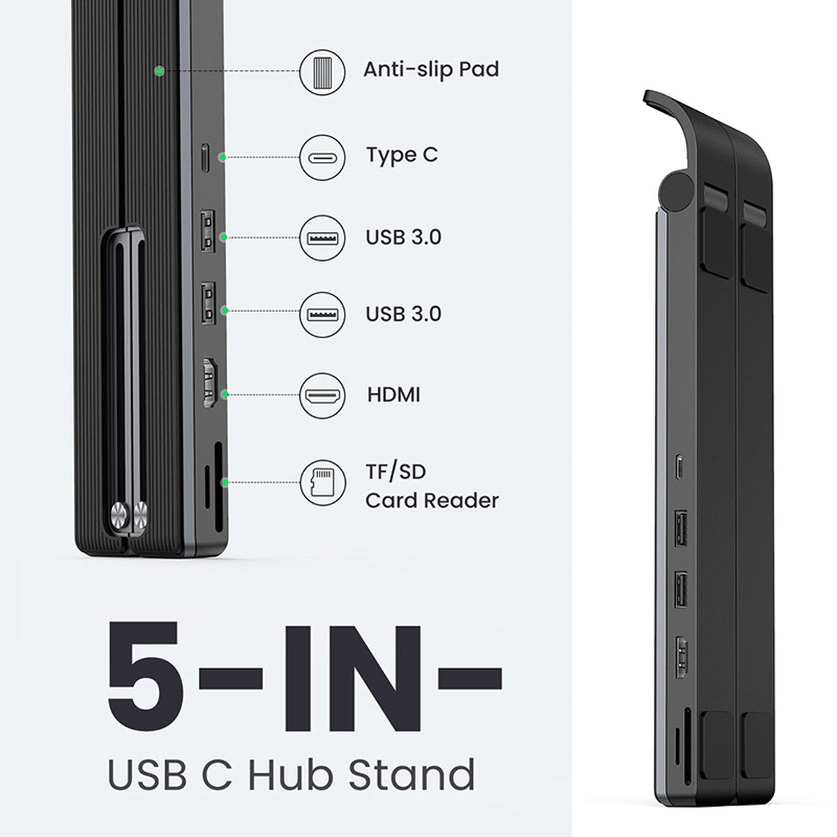 מעמד ותחנת עגינה למחשב נייד 5 ב-1 USB-C עם HDMI 4K מבית UGREEN – תמונה 8