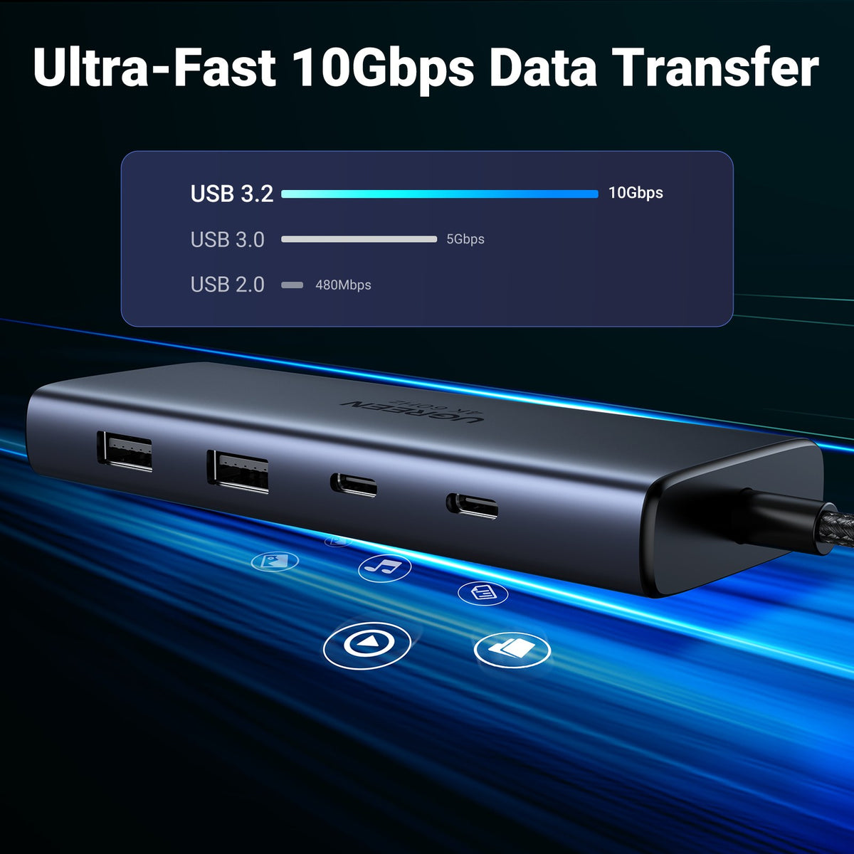 תחנת עגינה 7ב-1 UGREEN USB-C HDMI 4K@60Hz – תמונה 6