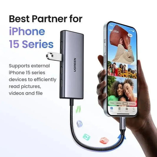 תחנת עגינה UGREEN 7-in-1 USB-C Hub 100W PD 2x HDMI תמיכה ב-4K 30Hz – תמונה 2
