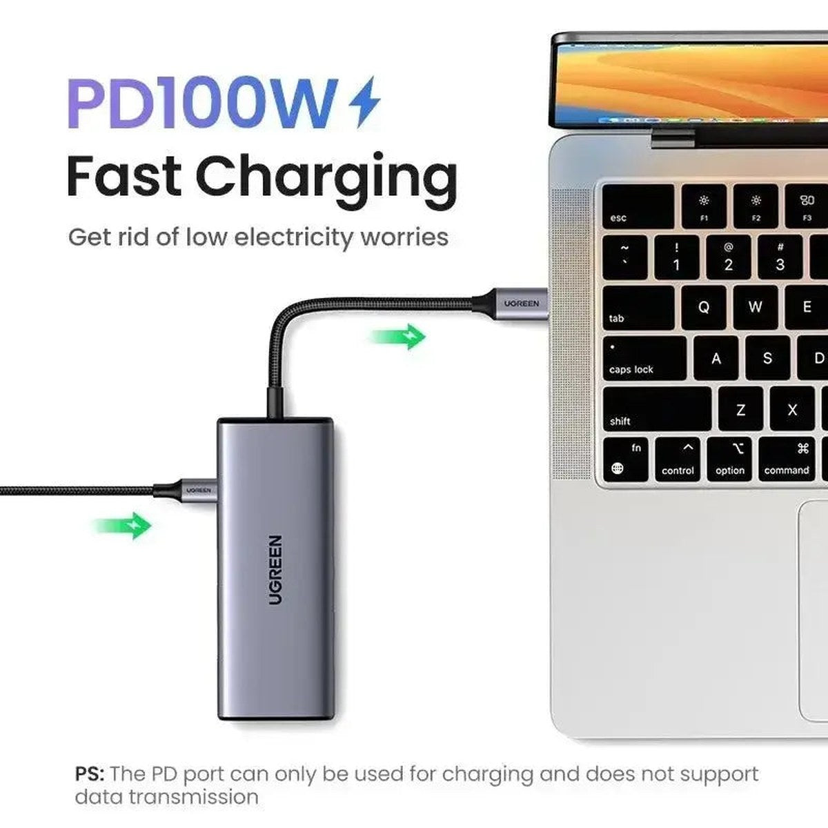 תחנת עגינה UGREEN 7-in-1 USB-C Hub 100W PD 2x HDMI תמיכה ב-4K 30Hz – תמונה 6