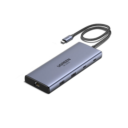 מולטיפורט UGREEN USB-C 10 ב-1 עם HDMI כפול, רשת וקורא כרטיסים – תמונה 1