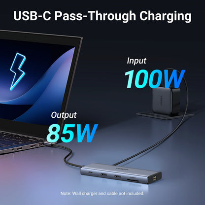 מולטיפורט UGREEN USB-C 10 ב-1 עם HDMI כפול, רשת וקורא כרטיסים – תמונה 8
