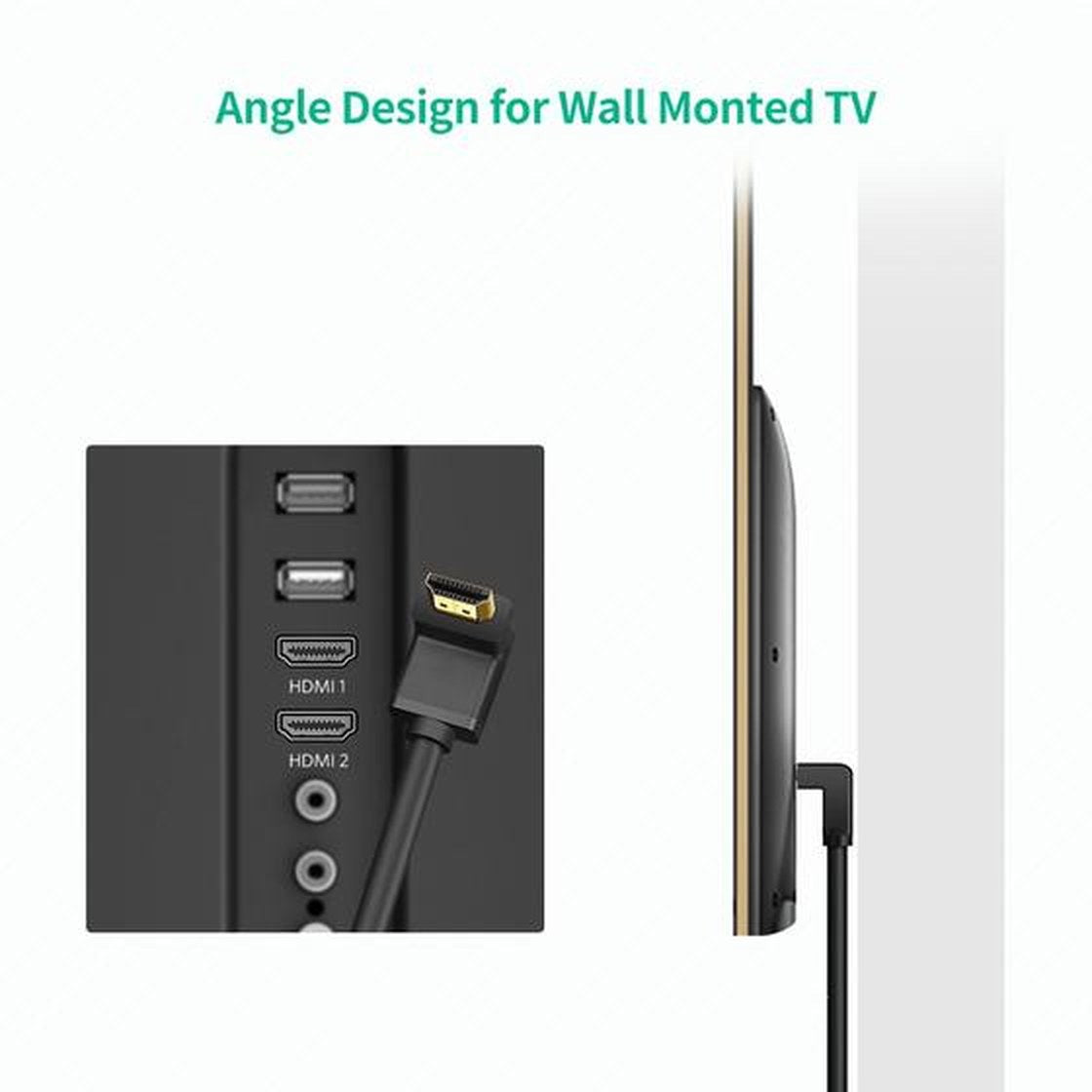 כבל UGREEN HDMI Cable Right Angle 90 Degree – 1 מטר – תמונה 3