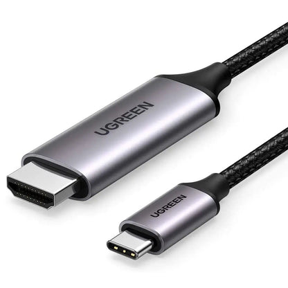 כבל UGREEN USB-C to HDMI Male to Male Cable Aluminum Shell 1.5m (Gray Black) – תמונה 3