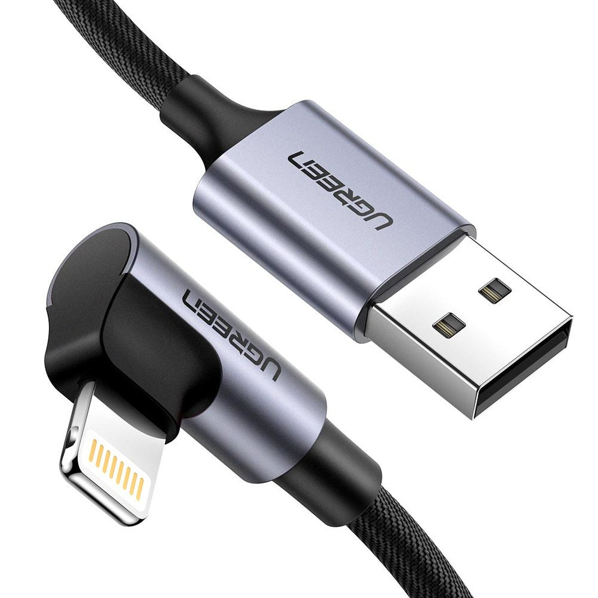 כבל UGREEN USB-A ל-Lightning קלוע באורך 1 מטר שחור – תמונה 3
