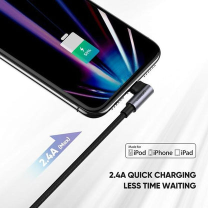 כבל UGREEN USB-A ל-Lightning קלוע באורך 1 מטר שחור – תמונה 4