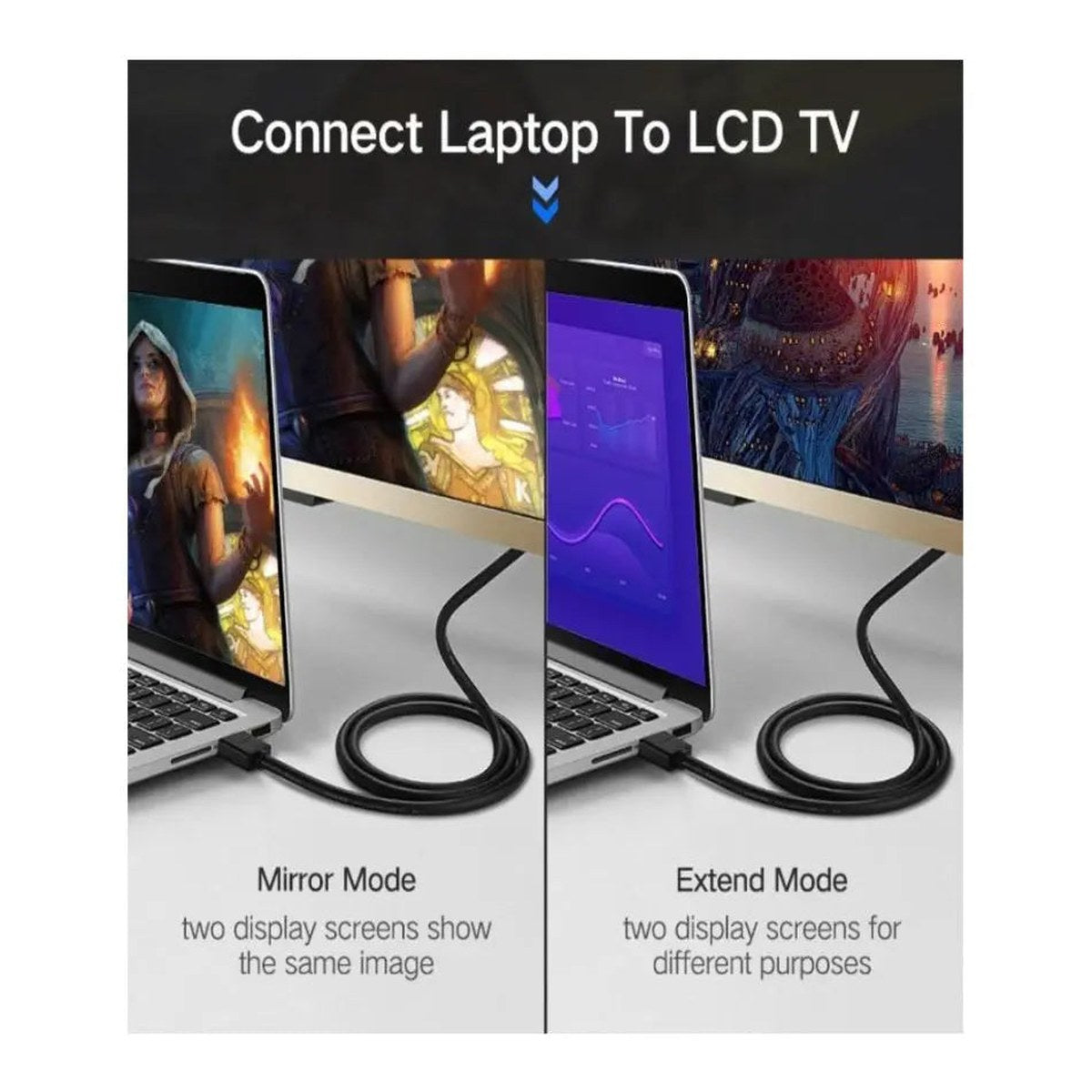 כבל UGREEN HDMI Male To Male Cable שחור – 10 מטר – תמונה 4