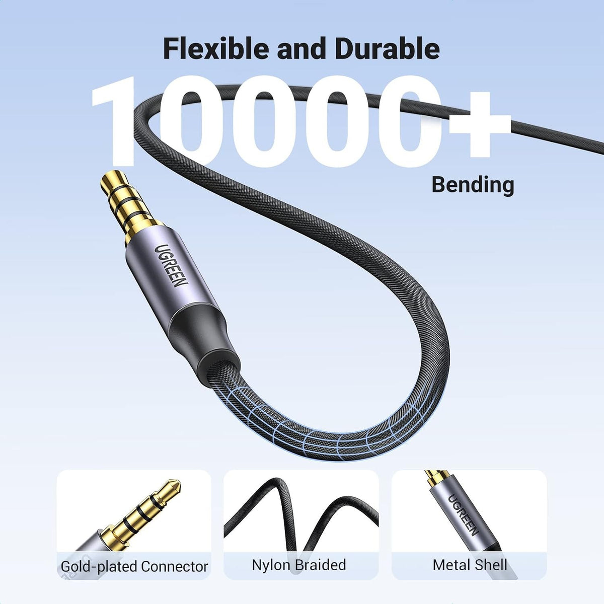 כבל UGREEN AUX 3.5mm שחור – תמונה 4