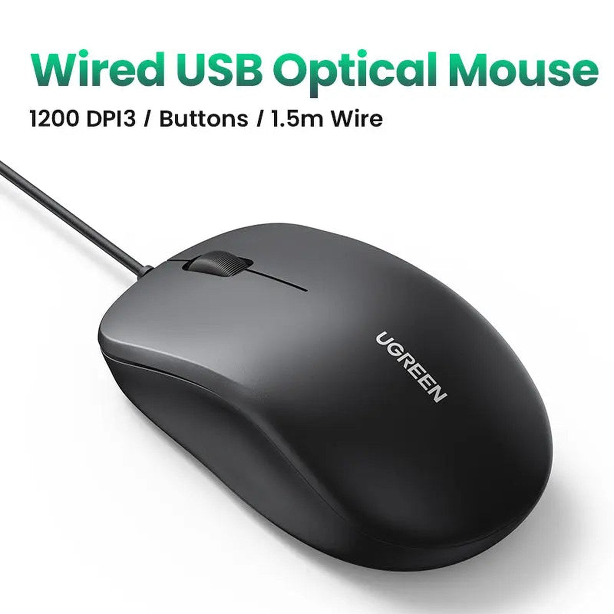 עכבר חוטי UGREEN USB 1200 DPI – תמונה 2