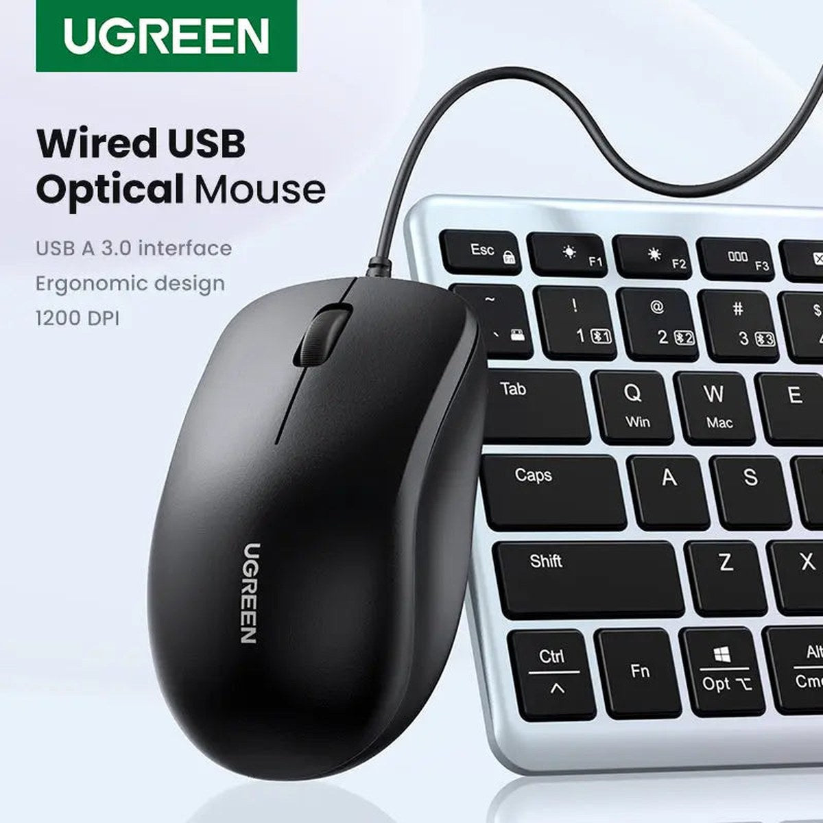 עכבר חוטי UGREEN USB 1200 DPI – תמונה 3