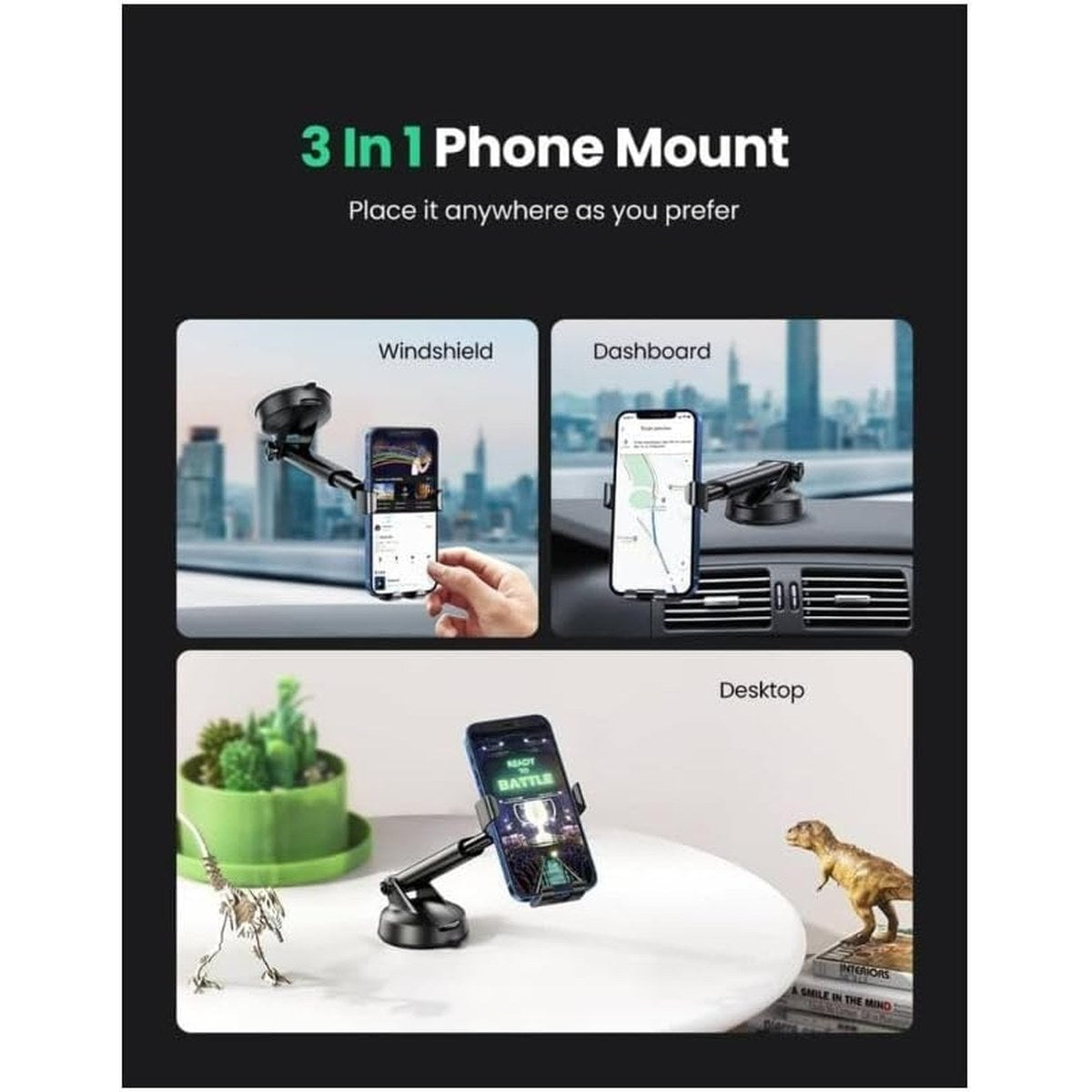 מעמד לטלפון UGREEN Gravity Phone Holder with Suction Cup – תמונה 5