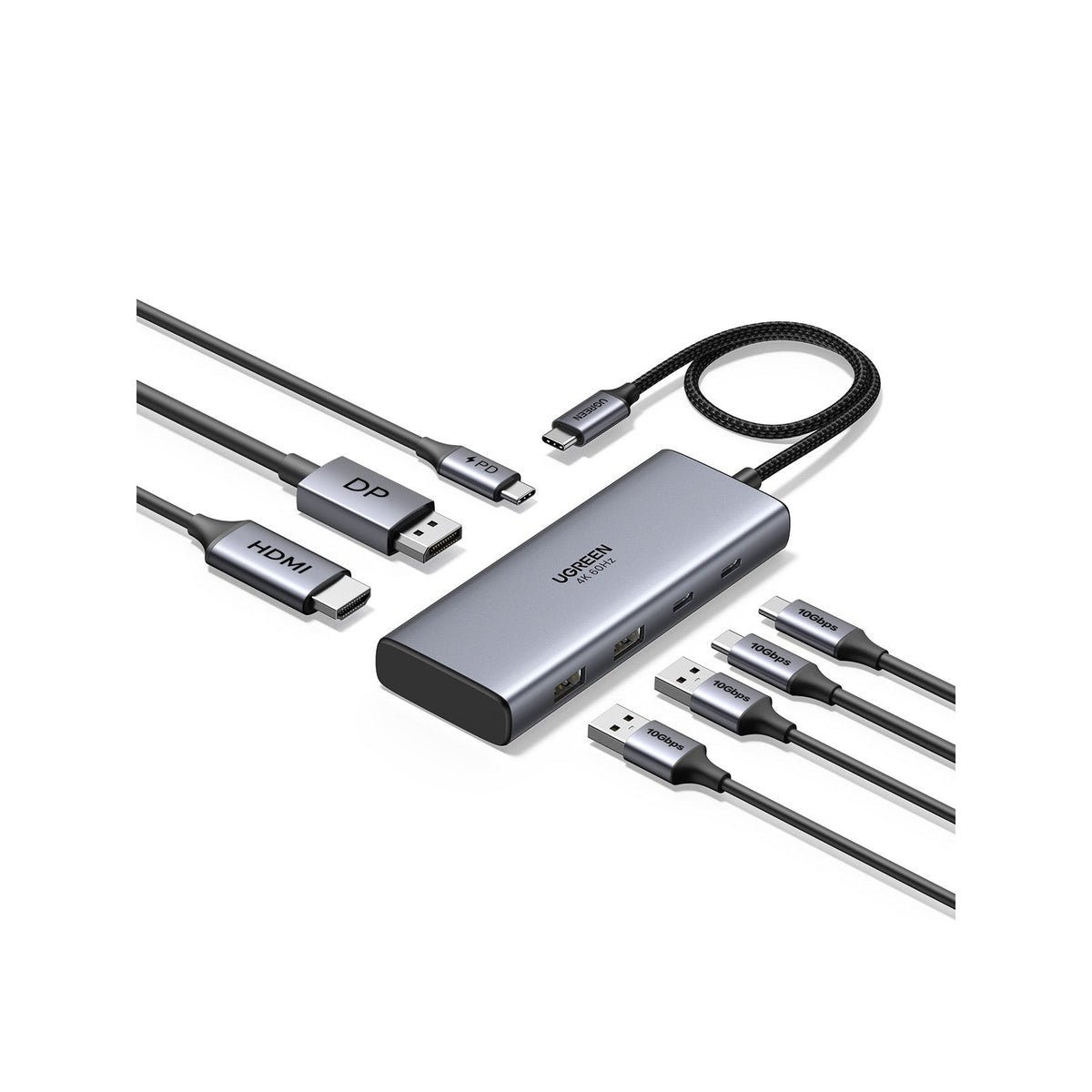 מולטיפורט UGREEN USB-C 7 IN1 2C2A+HDMI+DP+PD – תמונה 1