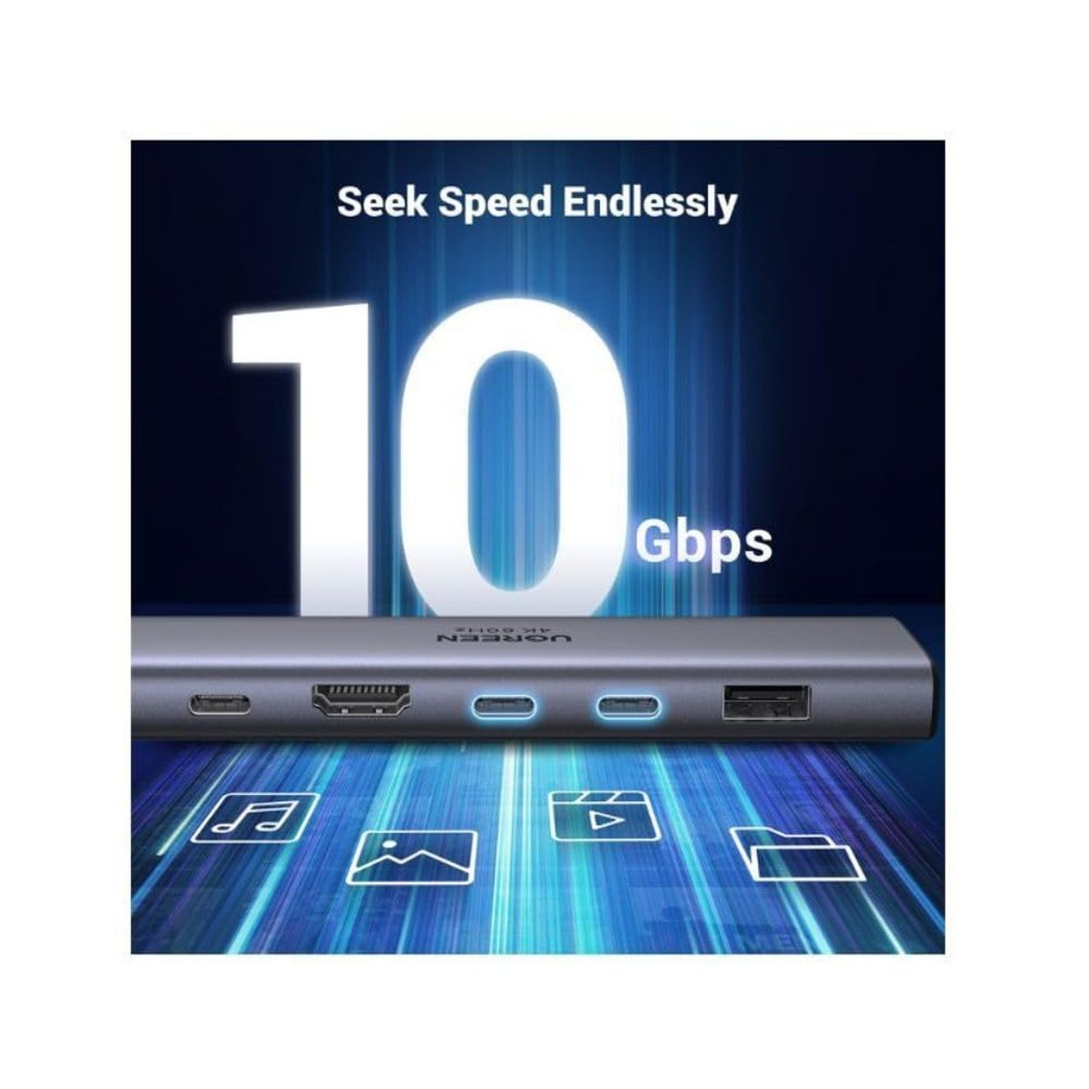 תחנת עגינה UGREEN USB-C 7-in-1 10Gbps 4K 60Hz – תמונה 5