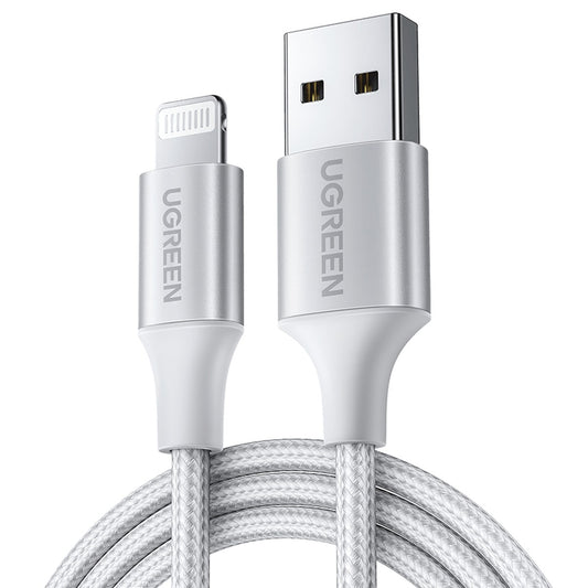 כבל UGREEN Lightning לסנכרון וטעינה קלוע – 1 מטר / לבן – תמונה 2