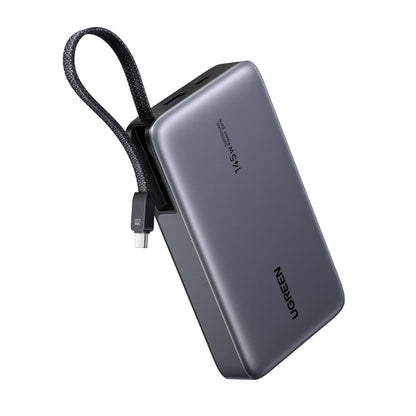 סוללת גיבוי UGREEN BP551 – 145W 20000mAh כולל כבל קבוע USB C, אפור