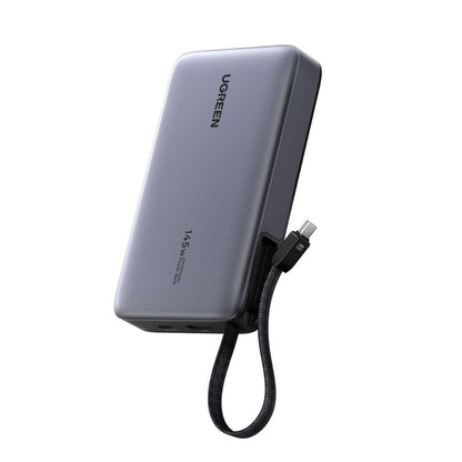 סוללת גיבוי UGREEN BP551 – 145W 20000mAh כולל כבל קבוע USB C, אפור