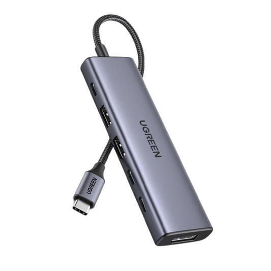 רכזת USB-C UGREEN CM511 – 6 ב-1 USB-C רכזת/DisplayPort 2C2A/PD 100W אפור