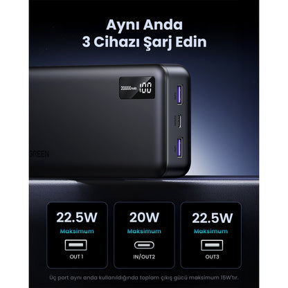 סוללת חרום UGREEN 20000mAh 20W PD שחור – תמונה 3