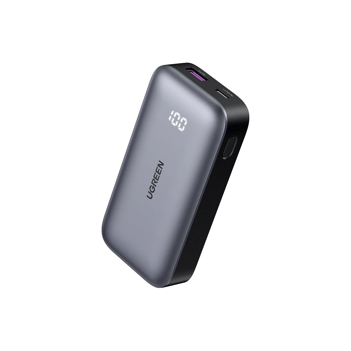 סוללת גיבוי UGREEN 10000mAh 30W Mini עם תצוגה דיגיטלית – אפור – תמונה 1