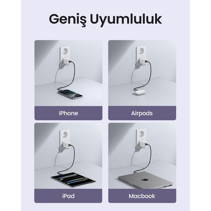 מטען קיר UGREEN 30W 2-Port GaN Fast Charger לבן – תמונה 4
