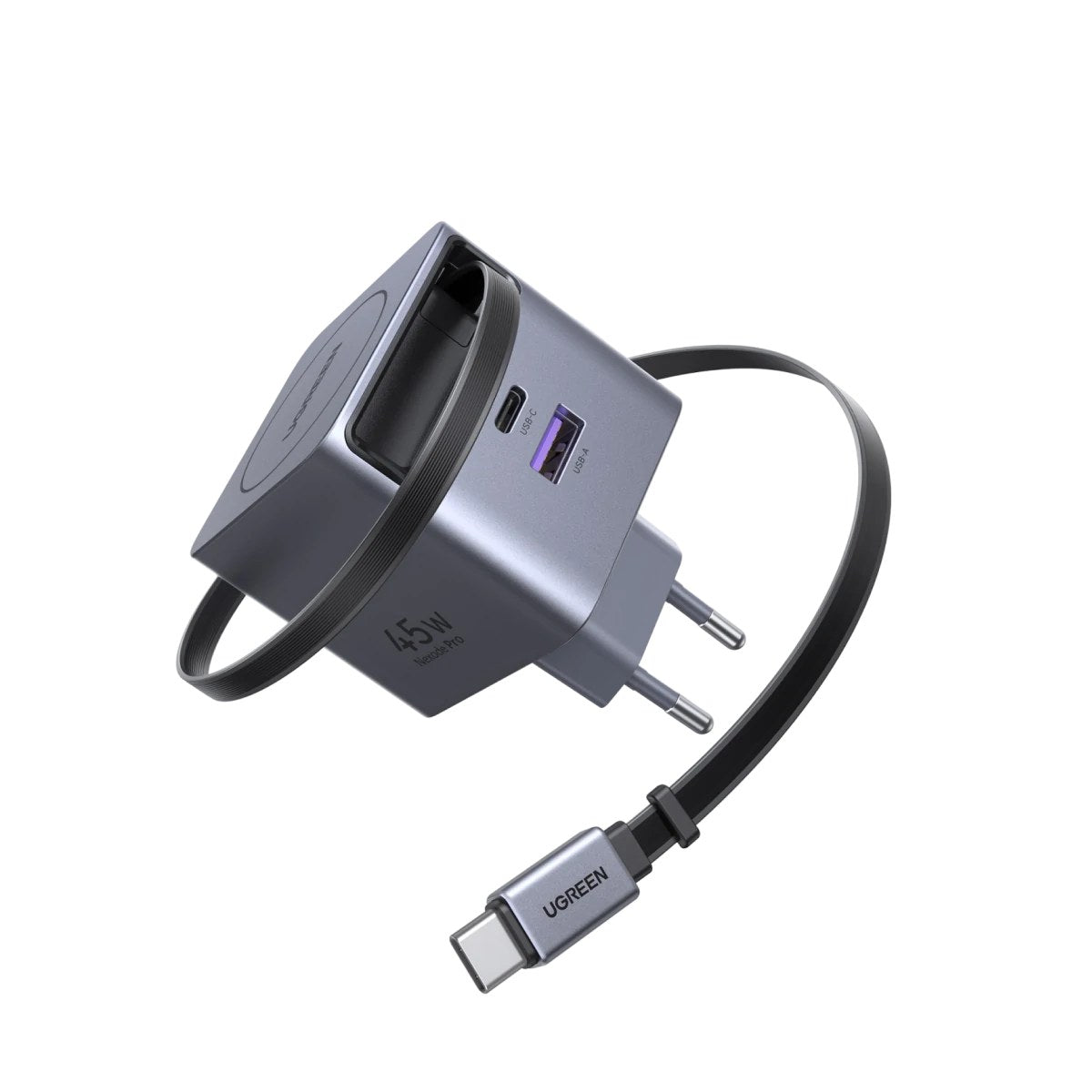 מטען קיר מהיר UGREEN Nexode Pro 45W GaN עם כבל נשלף – תמונה 1