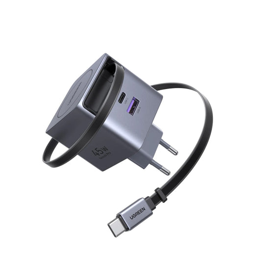 מטען קיר מהיר UGREEN Nexode Pro 45W GaN עם כבל נשלף – תמונה 1
