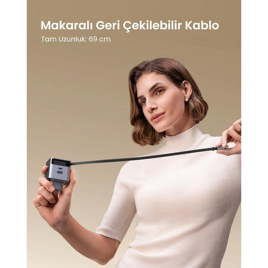 מטען קיר מהיר UGREEN Nexode Pro 45W GaN עם כבל נשלף – תמונה 2