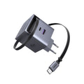 מטען קיר טעינה מהירה UGREEN Nexode 65W GaN כבל USB-C נשלף