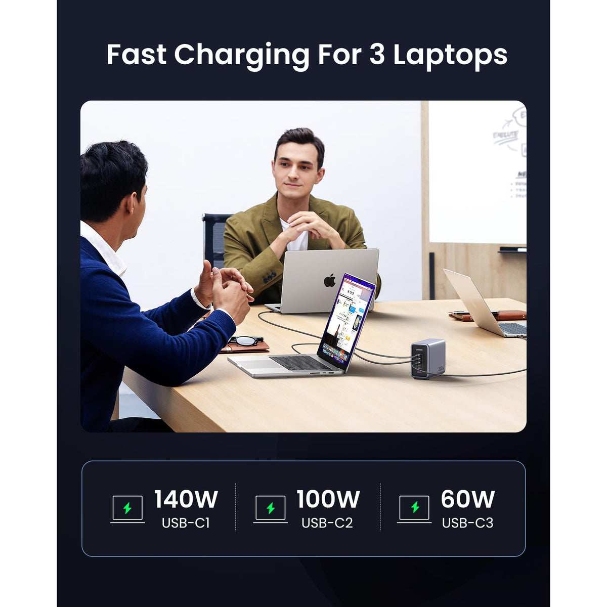 מטען שולחני UGREEN 300W עם 4×USB-C ו-USB-A – תמונה 5