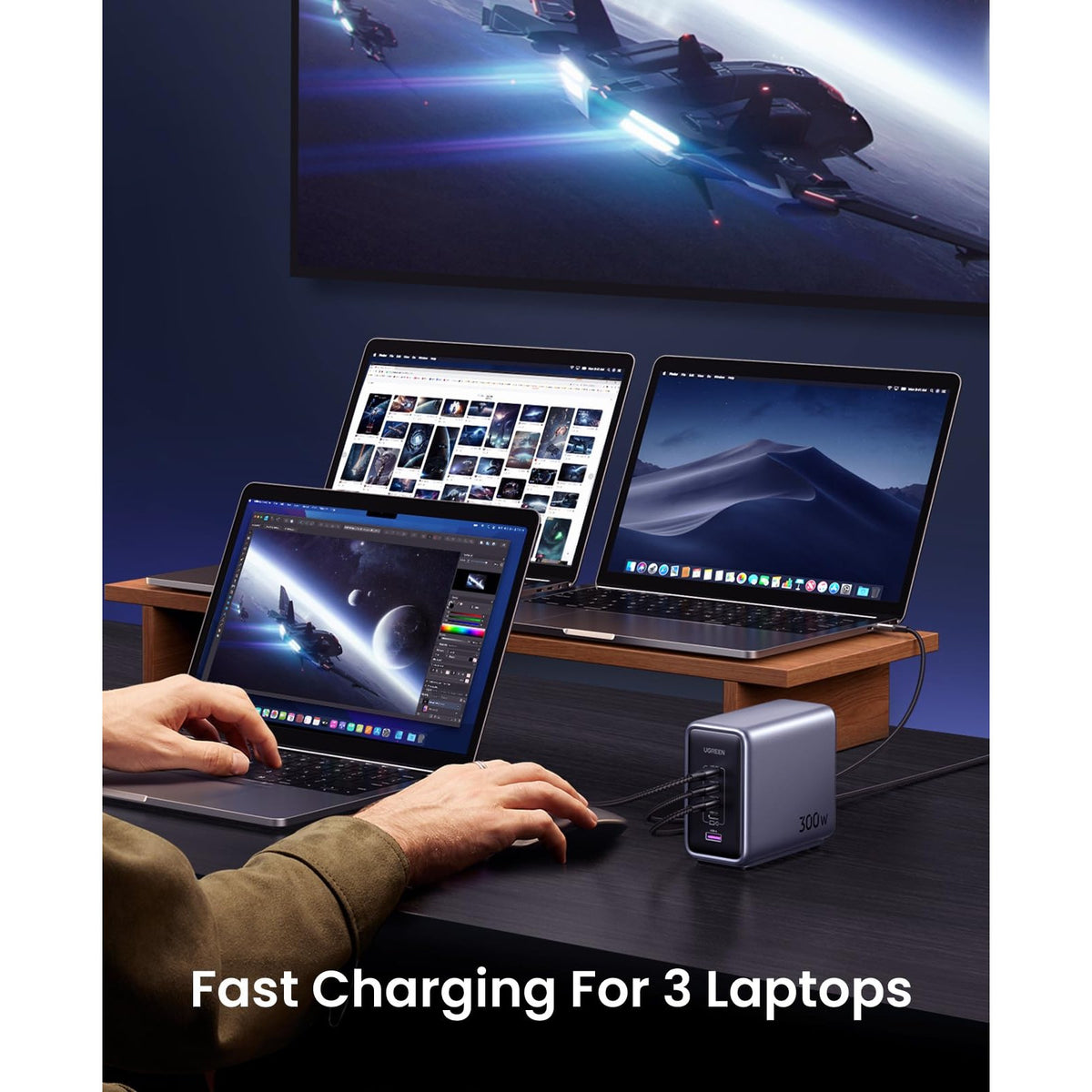 מטען שולחני UGREEN 300W עם 4×USB-C ו-USB-A – תמונה 6