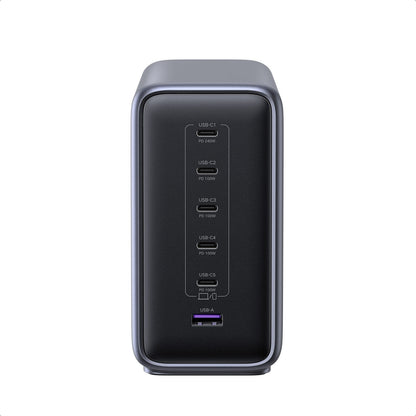 מטען שולחני UGREEN 500W עם 5×USB-C ו-USB-A אפור – תמונה 2