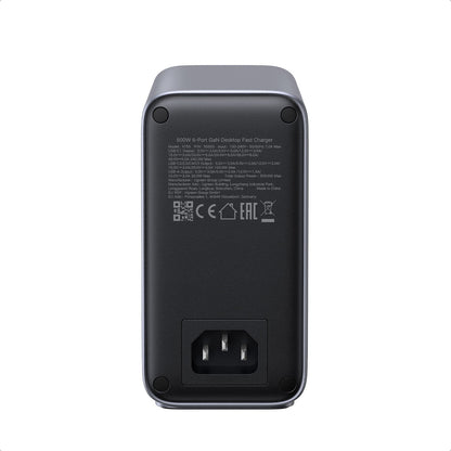 מטען שולחני UGREEN 500W עם 5×USB-C ו-USB-A אפור – תמונה 3