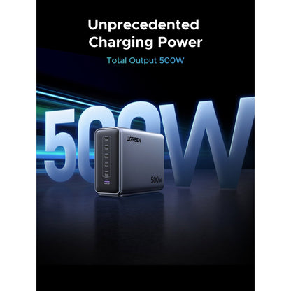 מטען שולחני UGREEN 500W עם 5×USB-C ו-USB-A אפור – תמונה 5