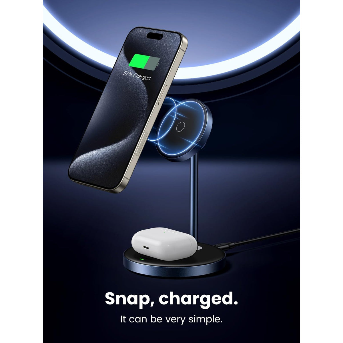 מטען אלחוטי UGREEN 2 ב-1 ל-iPhone ו-AirPods – תמונה 2