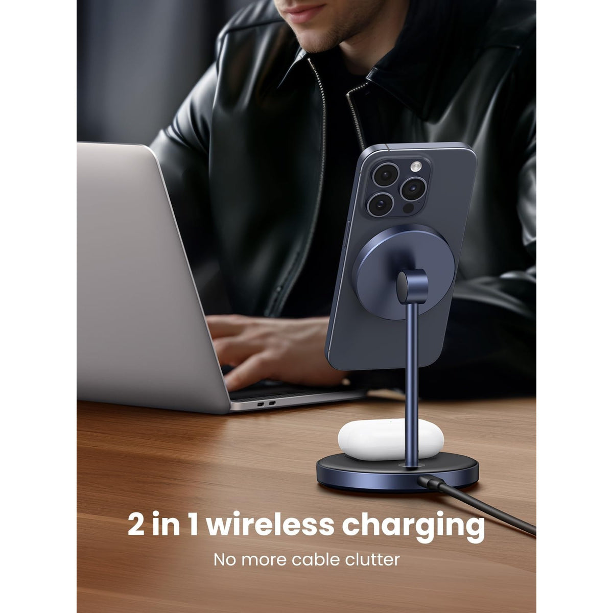 מטען אלחוטי UGREEN 2 ב-1 ל-iPhone ו-AirPods – תמונה 3