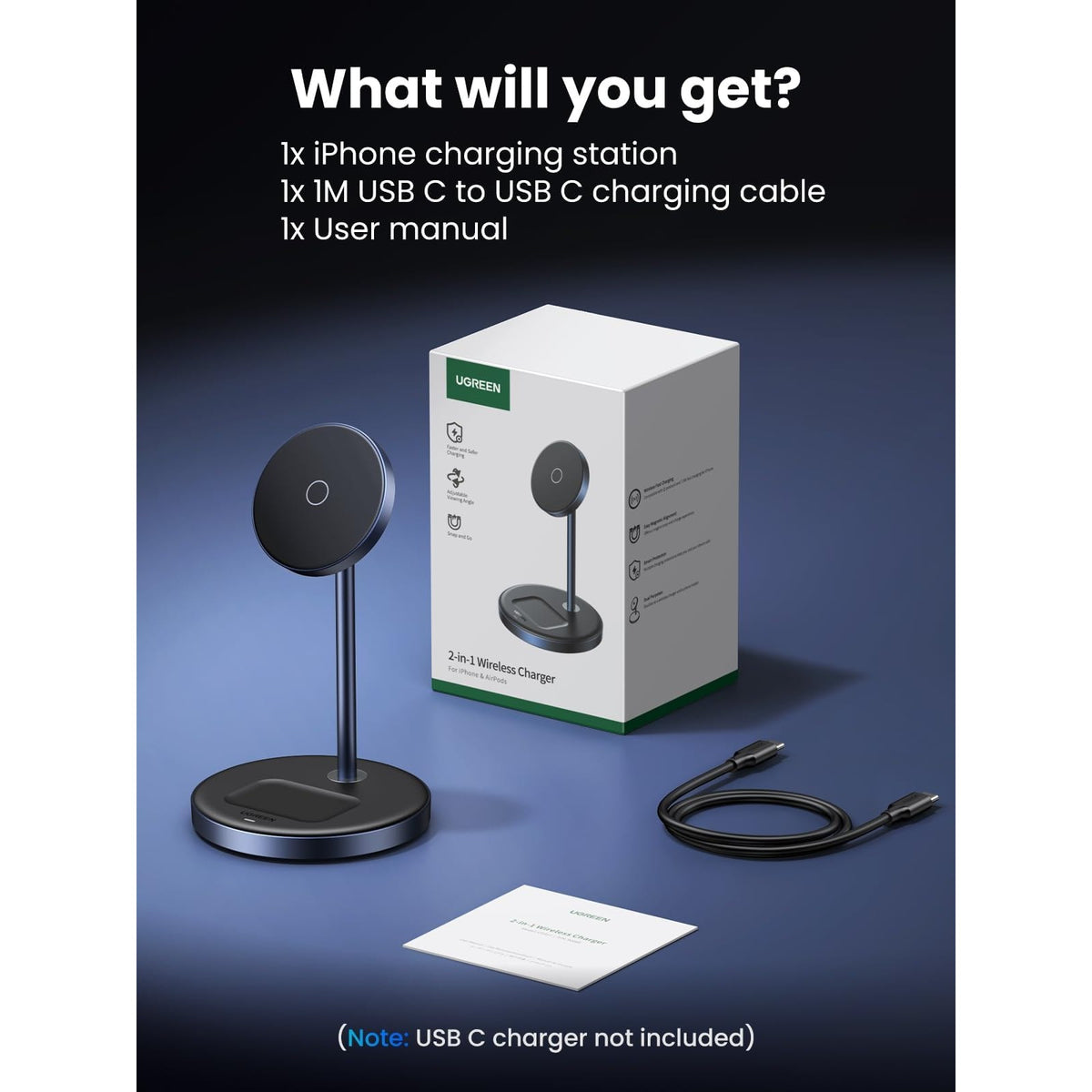 מטען אלחוטי UGREEN 2 ב-1 ל-iPhone ו-AirPods – תמונה 7
