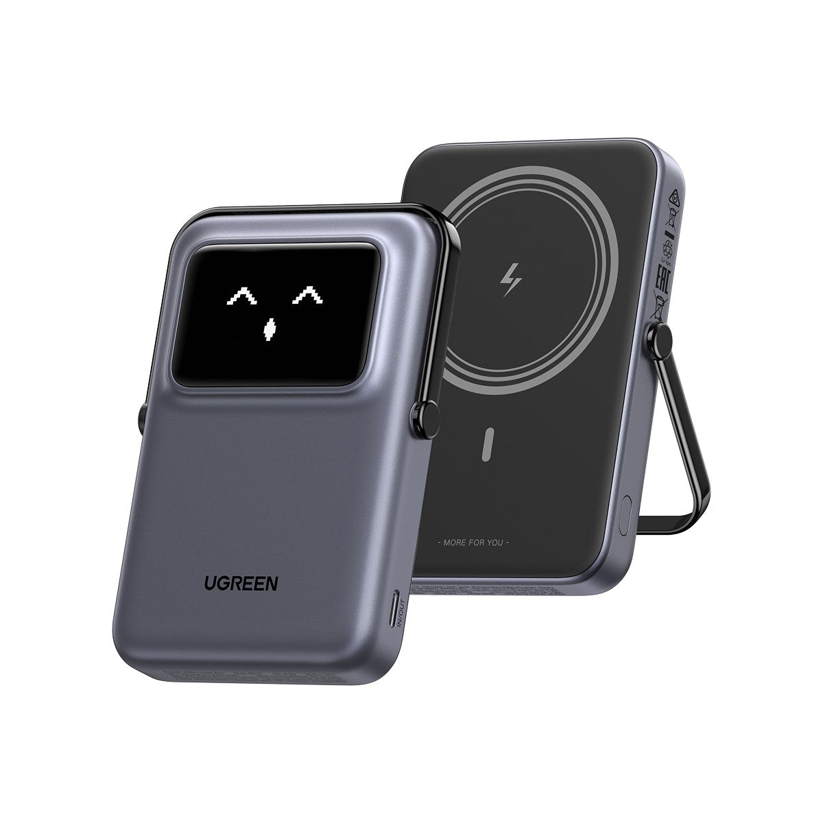סוללת גיבוי UGREEN UNO 10000mAh Mini Magnetic Wireless Robot 20W אפור – תמונה 1
