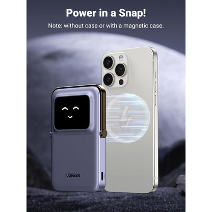 סוללת גיבוי UGREEN UNO 5000mAh Robot 20W Magnetic Wireless אפור – תמונה 2