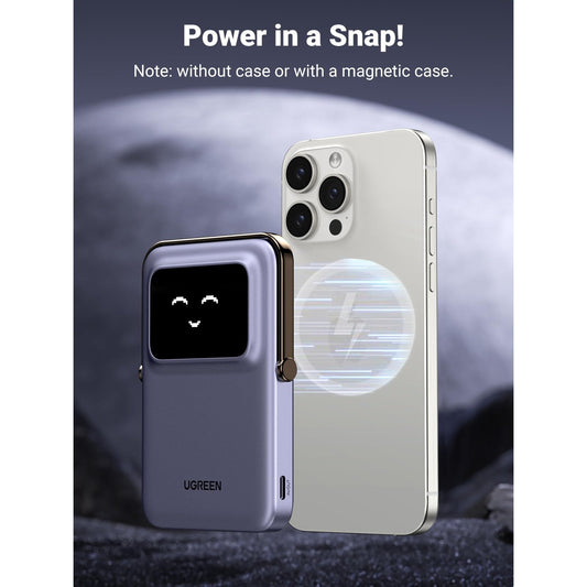 סוללת גיבוי UGREEN UNO 5000mAh Robot 20W Magnetic Wireless אפור – תמונה 2