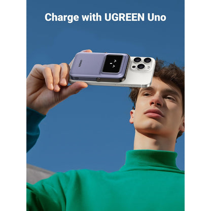 סוללת גיבוי UGREEN UNO 5000mAh Robot 20W Magnetic Wireless אפור – תמונה 7