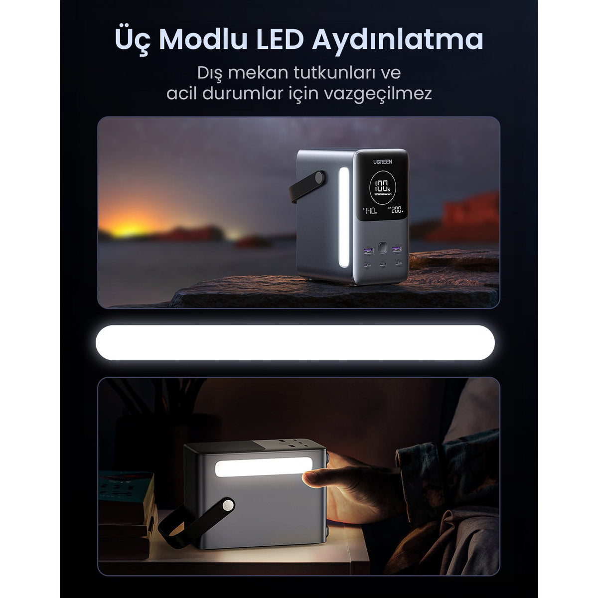 סוללת גיבוי UGREEN Power Bank 48000mAh PD 300W כולל תצוגה ותאורה שחור – תמונה 6