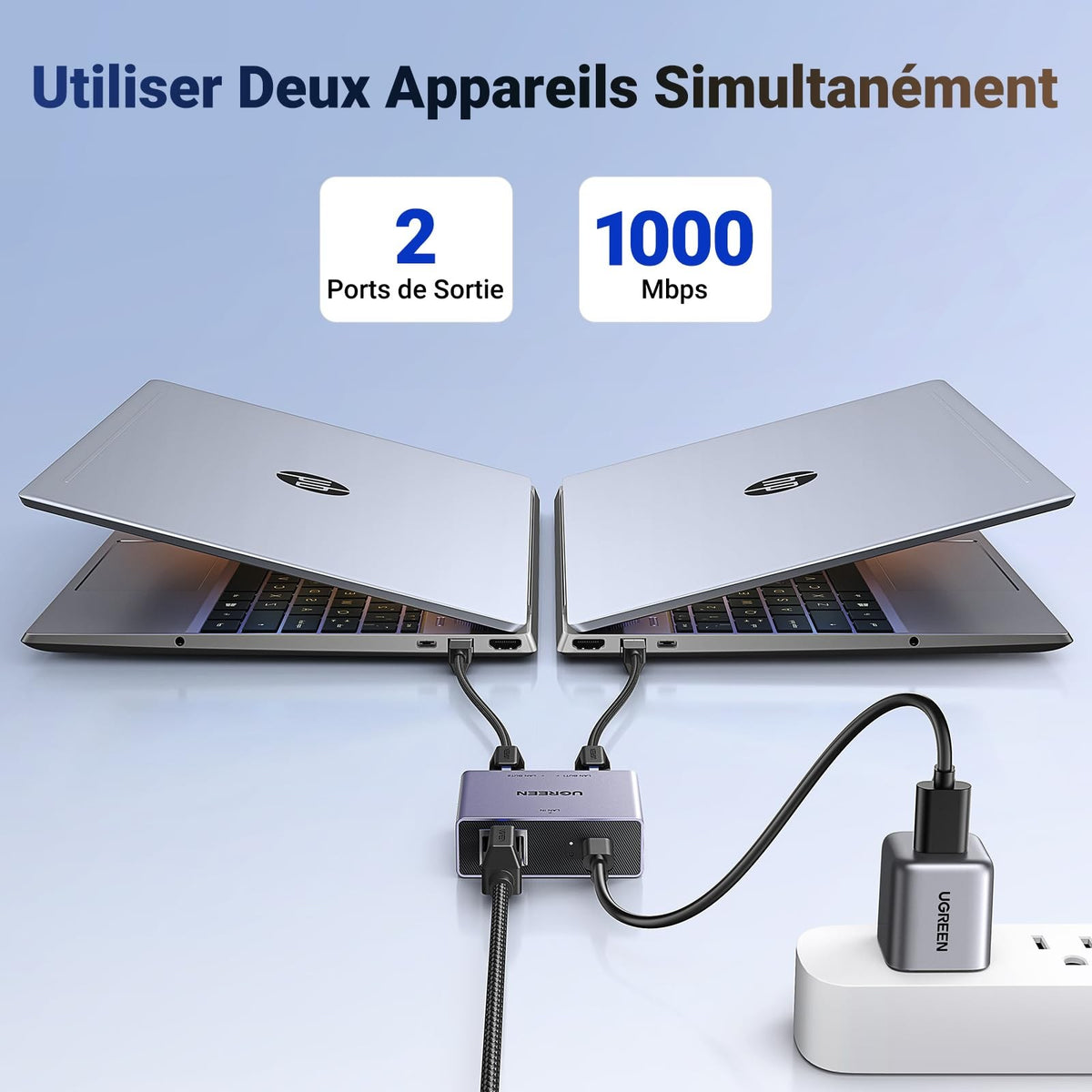 מפצל רשת 1 גיגהביט ל־2 UGREEN NW301 45311 RJ45 – תמונה 3