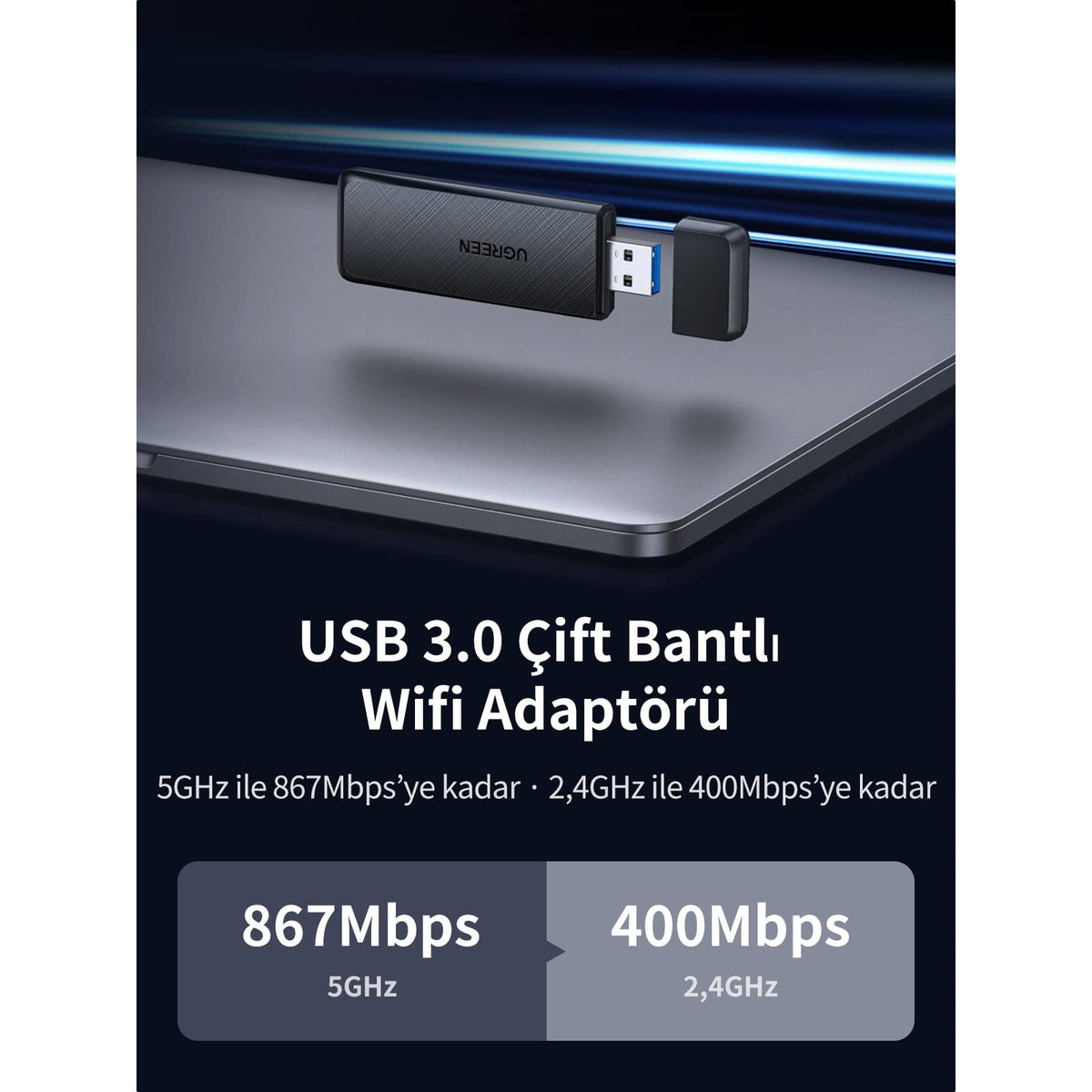 מתאם רשת אלחוטי UGREEN AC1300 Wireless Network Adapter – תמונה 2