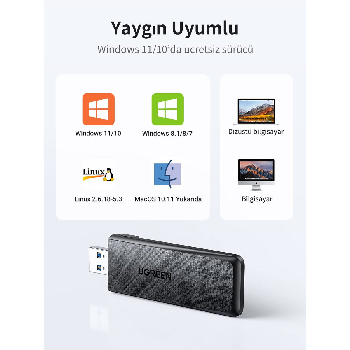 מתאם רשת אלחוטי UGREEN AC1300 Wireless Network Adapter – תמונה 6