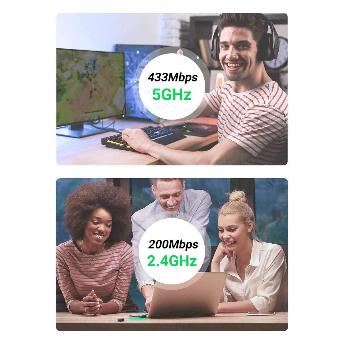 מתאם רשת אלחוטי UGREEN AC650 11ac Dual-Band Wireless USB Adapter – תמונה 2
