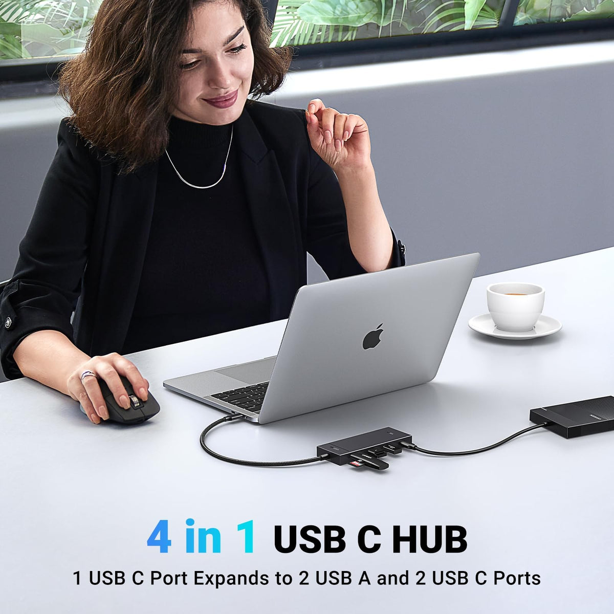 מפצל UGREEN USB-C 3.2 Gen 2 10Gbps עם 4 יציאות – תמונה 3