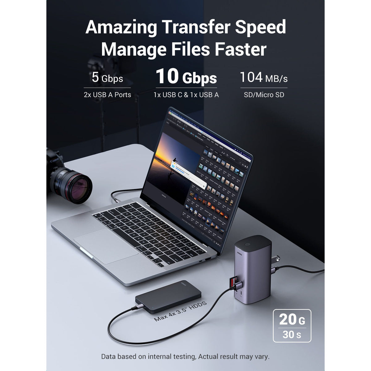 תחנת עגינה 13-ב-1 UGREEN USB-C CM555 90325 עם HDMI כפול ו-DP – תמונה 6