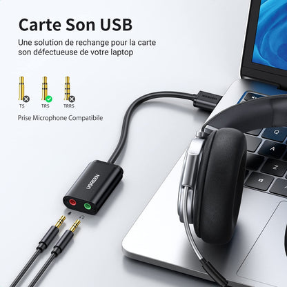 מתאם UGREEN USB-A To 3.5mm External Stereo Sound Adaptor – תמונה 2