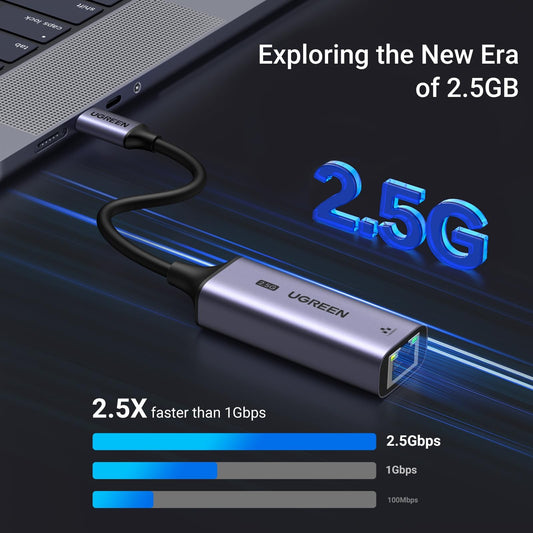 מתאם רשת UGREEN USB-C ל-RJ45 2.5G אפור – תמונה 2